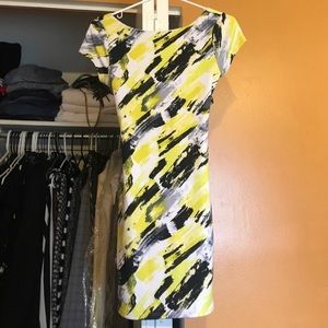 Yellow, white & black dress